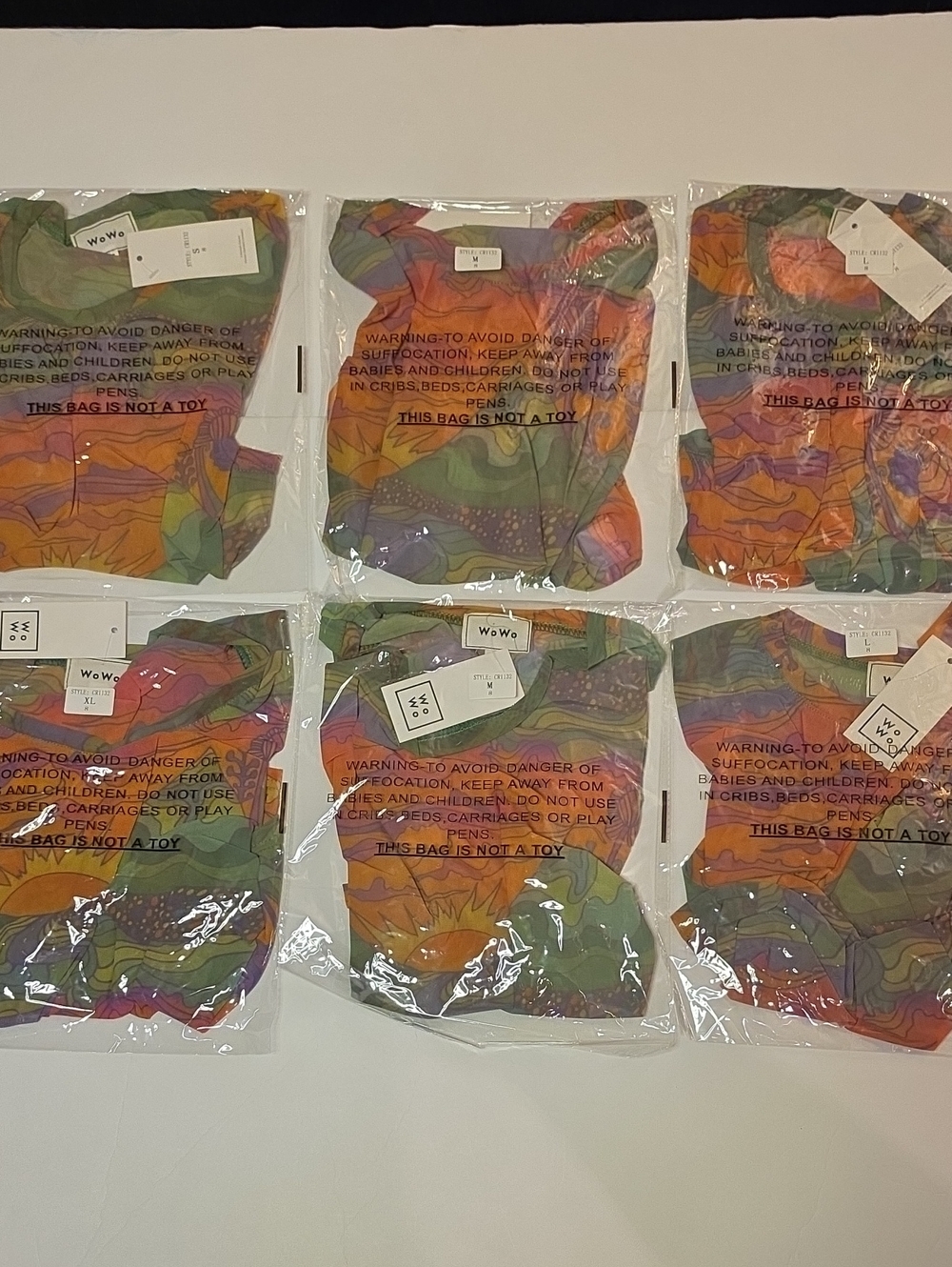 WoWo Sheer Mesh Multicolor Crop Top - Vibrant Print Bundle Of 6